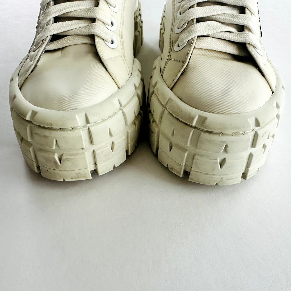 Prada Double Wheel Re-Nylon Trainer White Size 37.5 Platform Sneakers Fashion - Picture 11 of 16